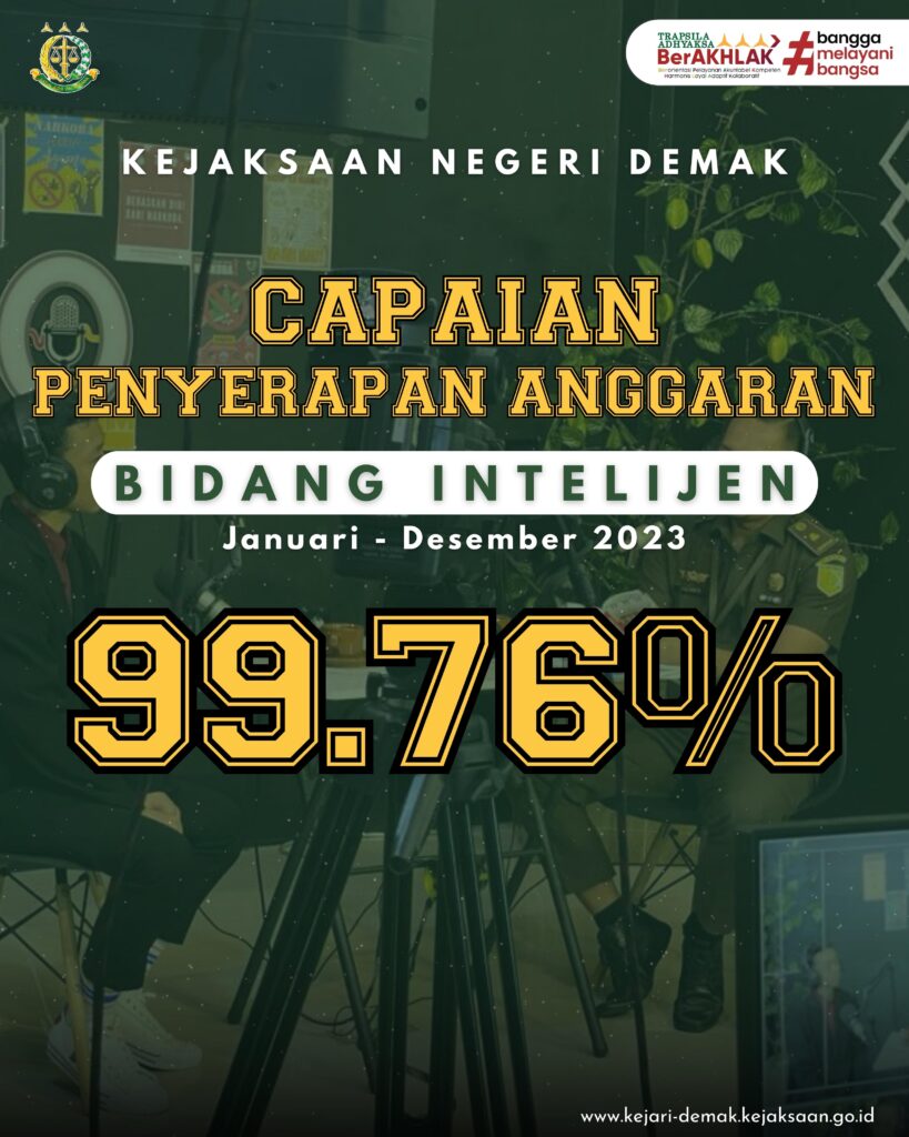Penyerapan Anggaran Bidang Intelijen Kejaksaan Negeri Demak Mencapai 99.76%